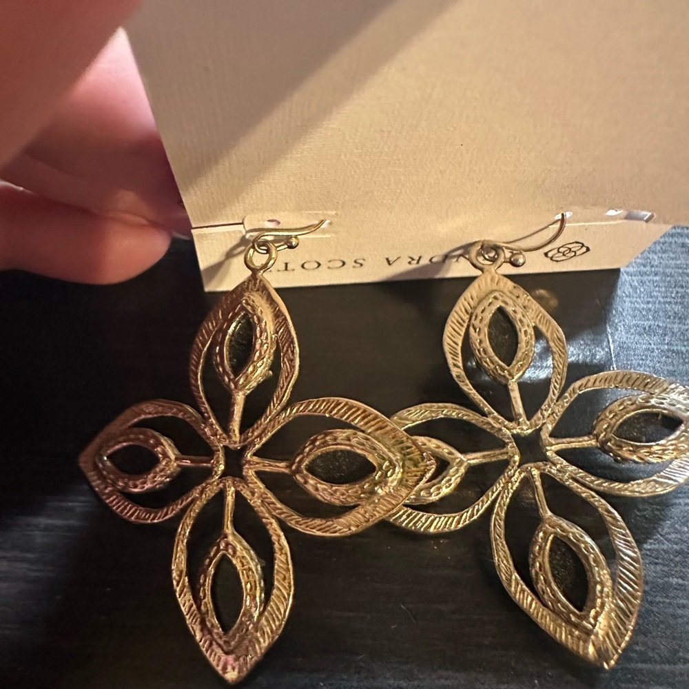 EUC Uber Vintage Kendra Scott Gold/Black Mary Halden Earrings - HTF - Picture 6 of 7